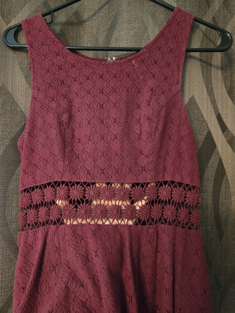 Lace Fit-and-Flare Dress in Burgundy